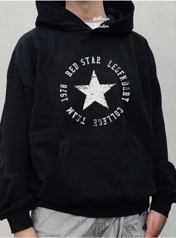 Siyah Star Collage baskılı oversize Sweatshirt