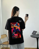 Siyah Star Girl Written Sırt Baskılı Oversize Tshirt