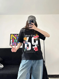 Siyah Stay Cool Vintage Ön Baskılı Oversize Unisex T-shirt