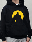 Siyah Superhero Baskılı Oversize Unisex Sweatshirt