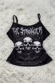 Siyah The Stronger Gotik Y2K Askılı Crop