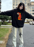 Siyah Tired Energy baskılı oversize Sweatshirt
