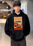 Siyah Vintage Baskılı Oversize Unisex Sweatshirt