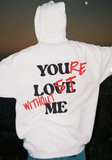 Slagon Baskılı Beyaz Kapşonlu Sweatshirt
