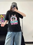 Unisex Spectacled Labubu Baskılı Bisiklet Yaka T-Shirt