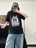 Unisex Spectacled Labubu Baskılı Bisiklet Yaka T-Shirt
