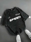 Yıkamalı Speed Oversize Vintage T-shirt