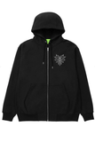 Spider Web Heart Baskılı Oversize Fermuarlı Siyah Unisex Kapüşonlu Hırka