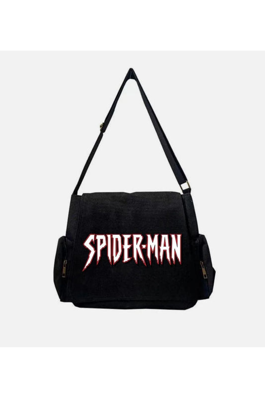 Siyah Spiderman Baskılı Postacı Çantası