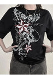 Star Punk Paint Baskılı Unisex Oversize T-Shirt