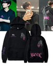 Stray Kids Maniac Ön-Arka ve Kol Baskılı Siyah Unisex Oversize Kapüşonlu Sweatshirt