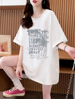 Streetwear Paint Baskılı Unisex Oversize Beyaz T-Shirt