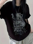 Streetwear Paint Baskılı Unisex Oversize Siyah T-Shirt