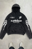 Streetwear Vintage Baskı Detail Kapüşonlu Sweatshirt