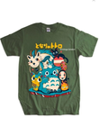 Studio Ghibli Totoro Anime Haki Rengi Ön Baskılı Oversize T-shirt