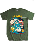 Studio Ghibli Totoro Anime Haki Rengi Ön Baskılı Oversize T-shirt