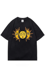 Sun And Moon Oversize Unisex Siyah T-Shirt