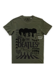 The Beatles Music Grup Haki Rengi Ön Baskılı Oversize T-shirt