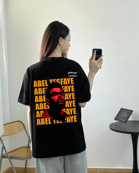 Unisex The Weekend Name Sırt Baskılı Bisiklet Yaka T-Shirt