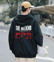 The Weeknd Ön-Arka Baskılı Siyah Unisex Oversize Kapüşonlu Sweatshirt