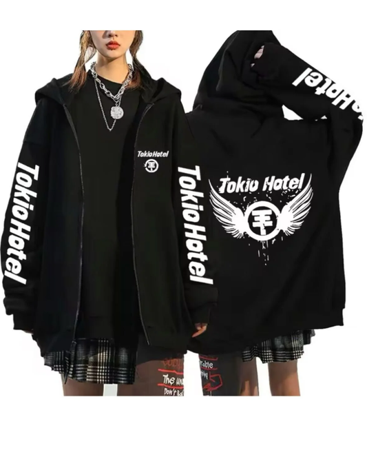 Tokio Hotel Fermuarlı Kapüşonlu Hırka