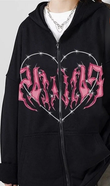 Touz Harajuku Pink Heart with Black Spikes Hırka