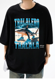 Unisex Tralalero Tralala Baskılı Bisiklet Yaka T-Shirt