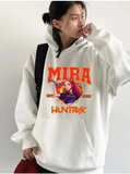 Unisex Huntrx Mira Stil Renkli Baskılı Beyaz Oversize Sweatshirt