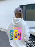 Unisex Huntrx Stil Renkli Baskılı Beyaz Oversize Sweatshirt