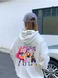 Unisex Huntrx Stil Renkli Baskılı Beyaz Oversize Sweatshirt