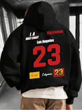 Unisex Los Angeles Baskılı Kapşonlu Siyah Sweatshirt