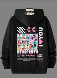 Unisex Siyah Grup Baskılı Oversize Sweatshirt
