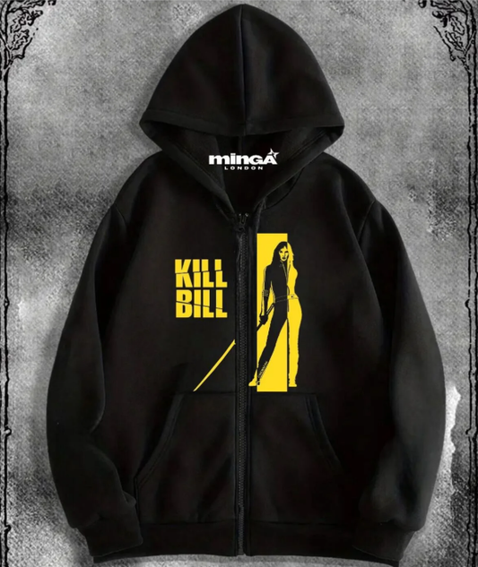 Unisex Siyah Kill Bill Baskılı Oversize Sweatshirt