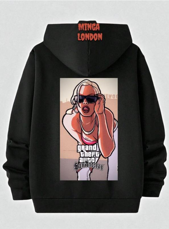 Unisex Siyah Oyun Baskılı Oversize Sweatshirt