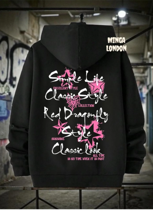 Unisex Siyah Simple Life Baskılı Oversize Sweatshirt