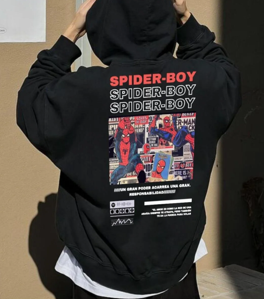 Unisex Spider Boy Hırka Siyah