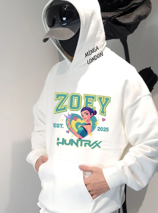 Unisex Stil Huntrx Zoey Renkli Baskılı Beyaz Oversize Sweatshirt