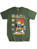 Warrior Cat Haki Rengi Ön Baskılı Oversize T-shirt