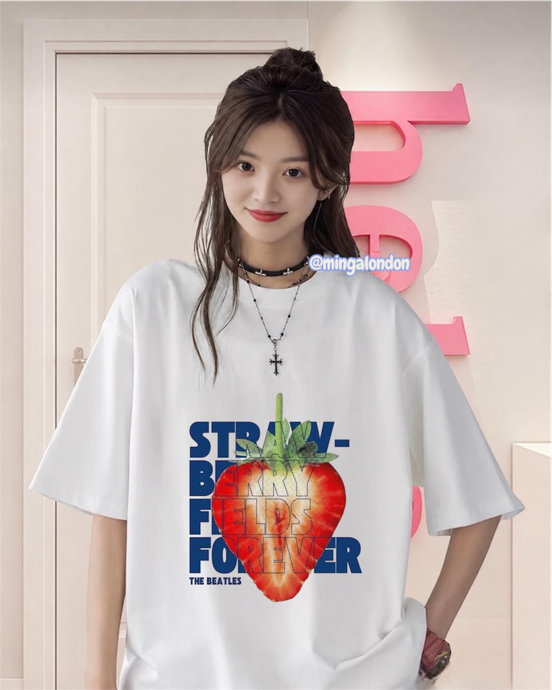 Strawberyy Fıelds Forever Baskılı Beyaz T-Shirt