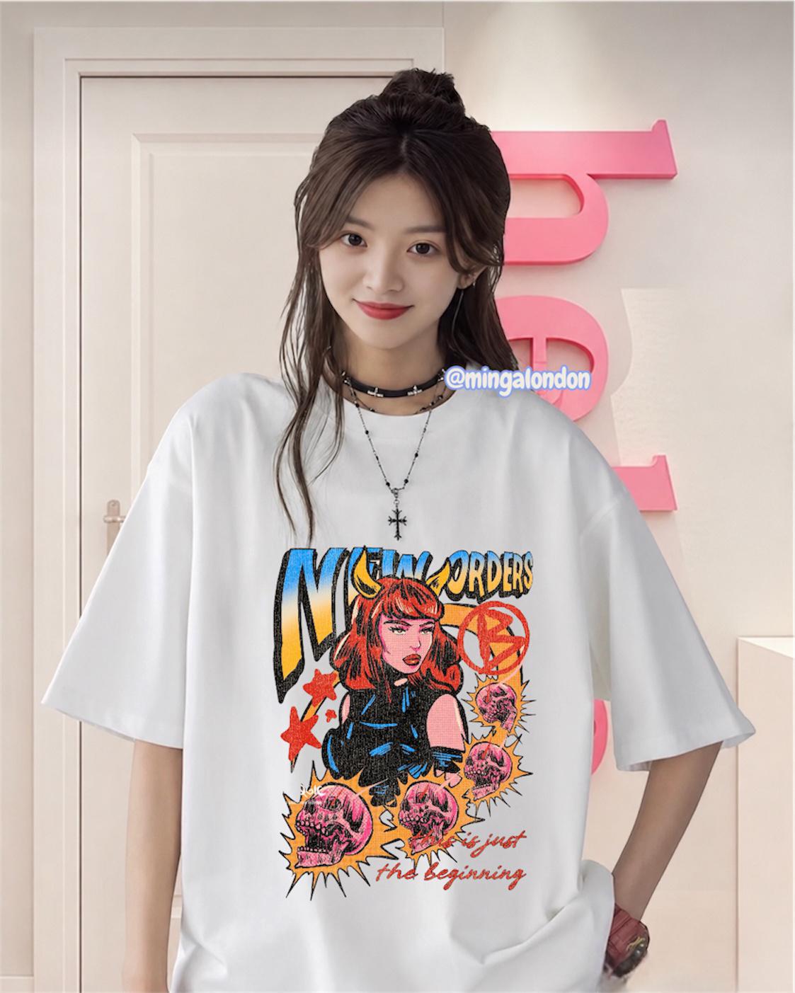 New Orders Baskılı Beyaz T-Shirt