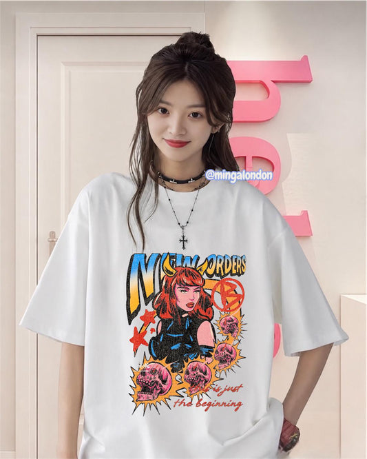 New Orders Baskılı Beyaz T-Shirt