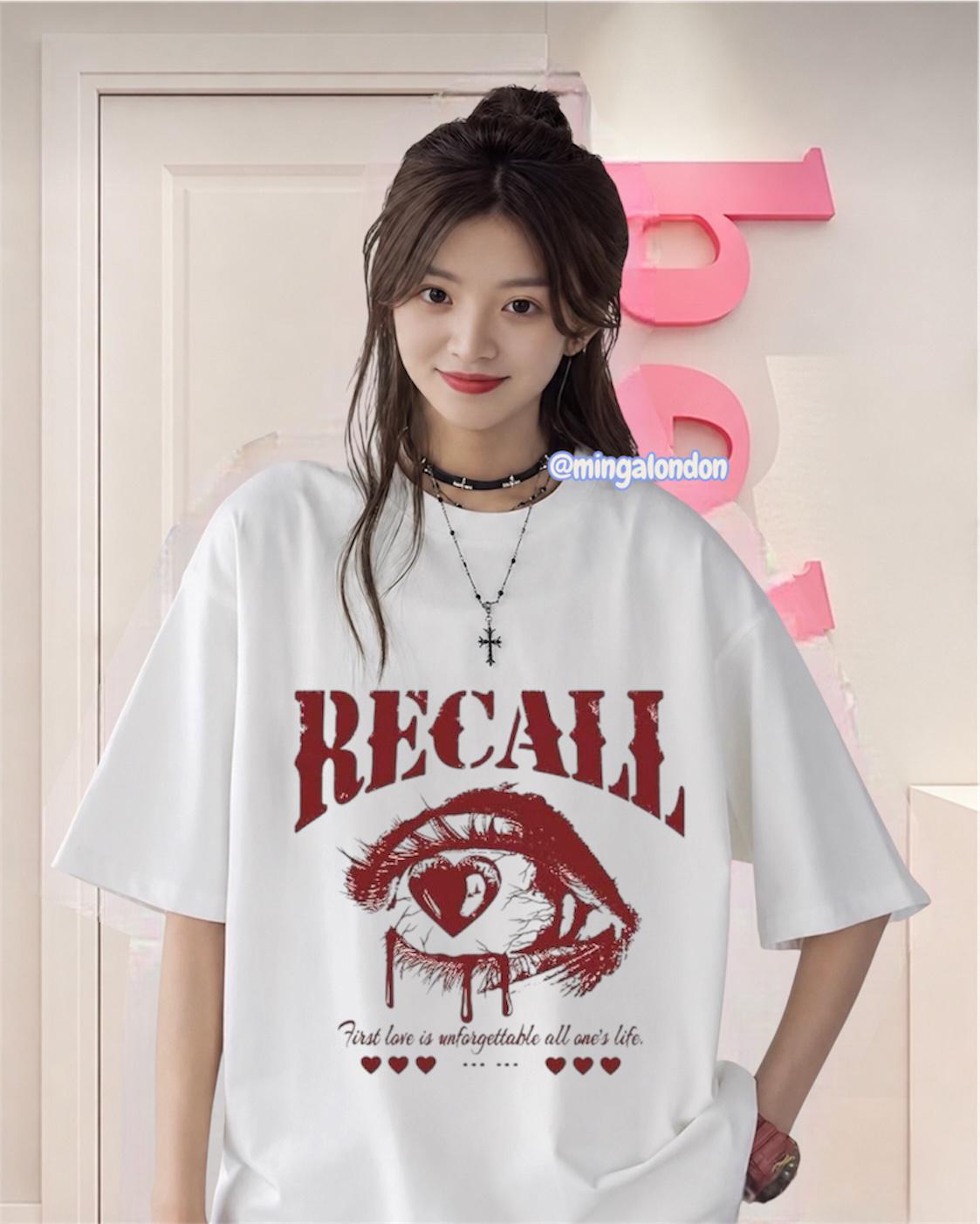 Recall Baskılı Beyaz T-Shirt