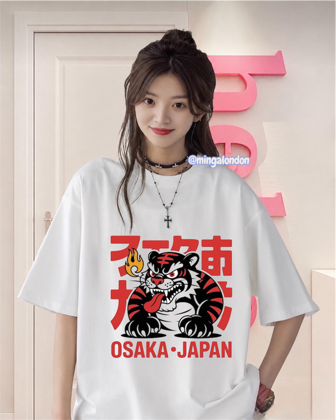 Osaka Japan Baskılı Beyaz T-Shirt