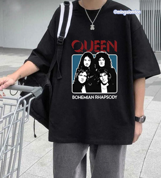 Queen Bohemaın Rhapsody Baskılı Siyah T-Shirt