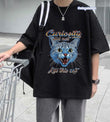 Curiosity Did Not Kill This Cat Baskılı Siyah T-Shirt