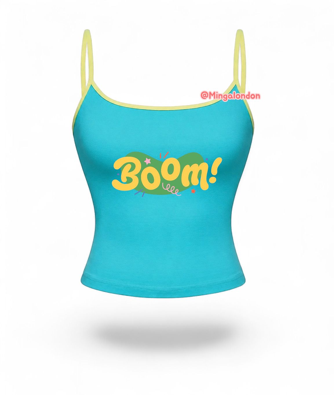 Mavi Boom Baskı Askılı Crop