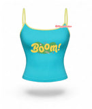 Mavi Boom Baskı Askılı Crop
