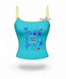 Mavi Good Vibes Baskı Askılı Crop
