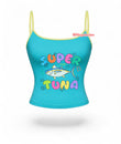 Mavi Super Tuna Baskı Askılı Crop