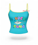 Mavi Super Tuna Baskı Askılı Crop